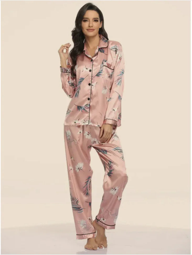 Women's Stretch Satin Two-Piece Pajama Set