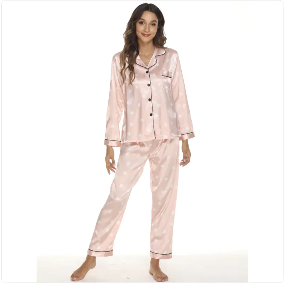 Women's Stretch Satin Two-Piece Pajama Set