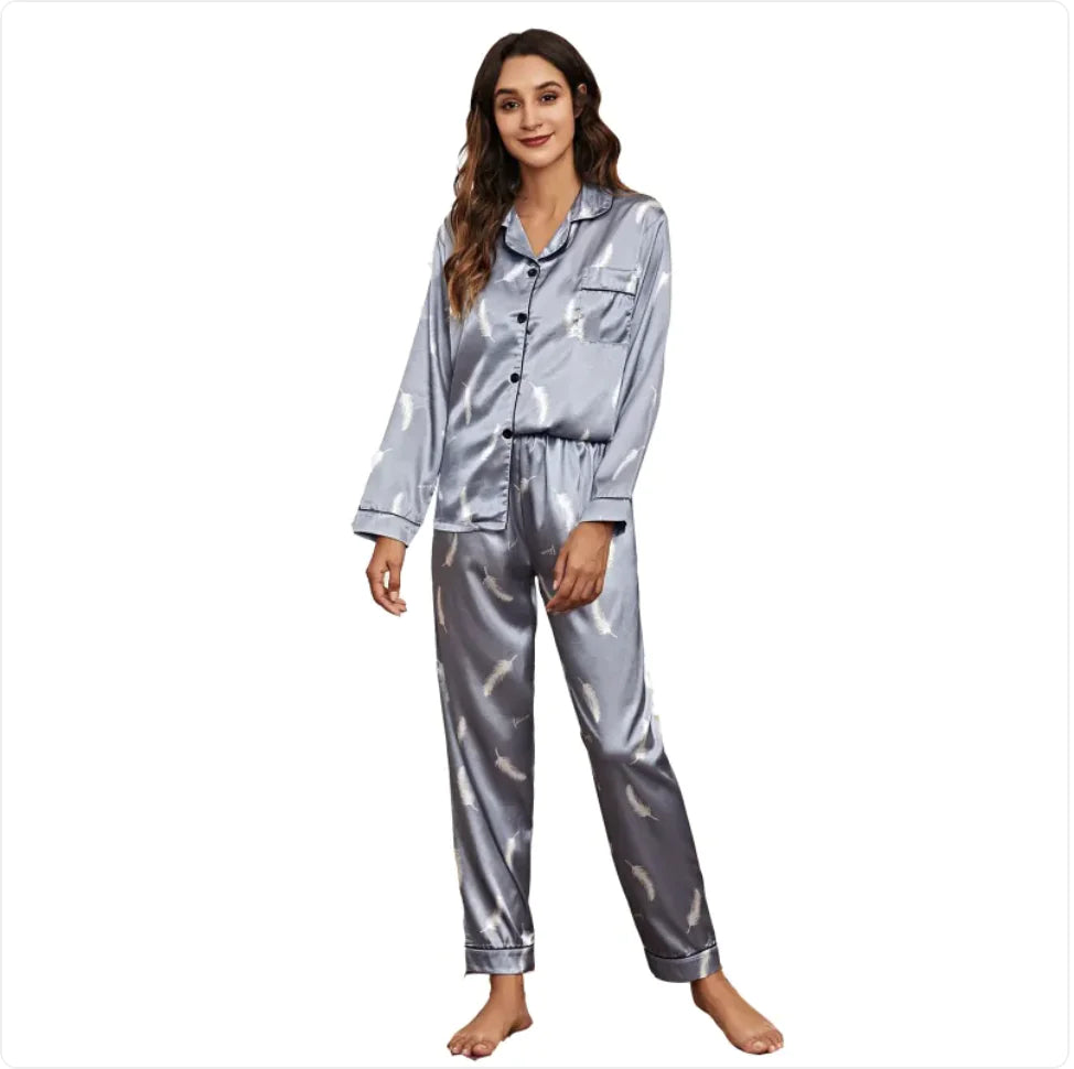 Women's Stretch Satin Two-Piece Pajama Set