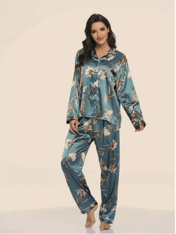 Women's Stretch Satin Two-Piece Pajama Set