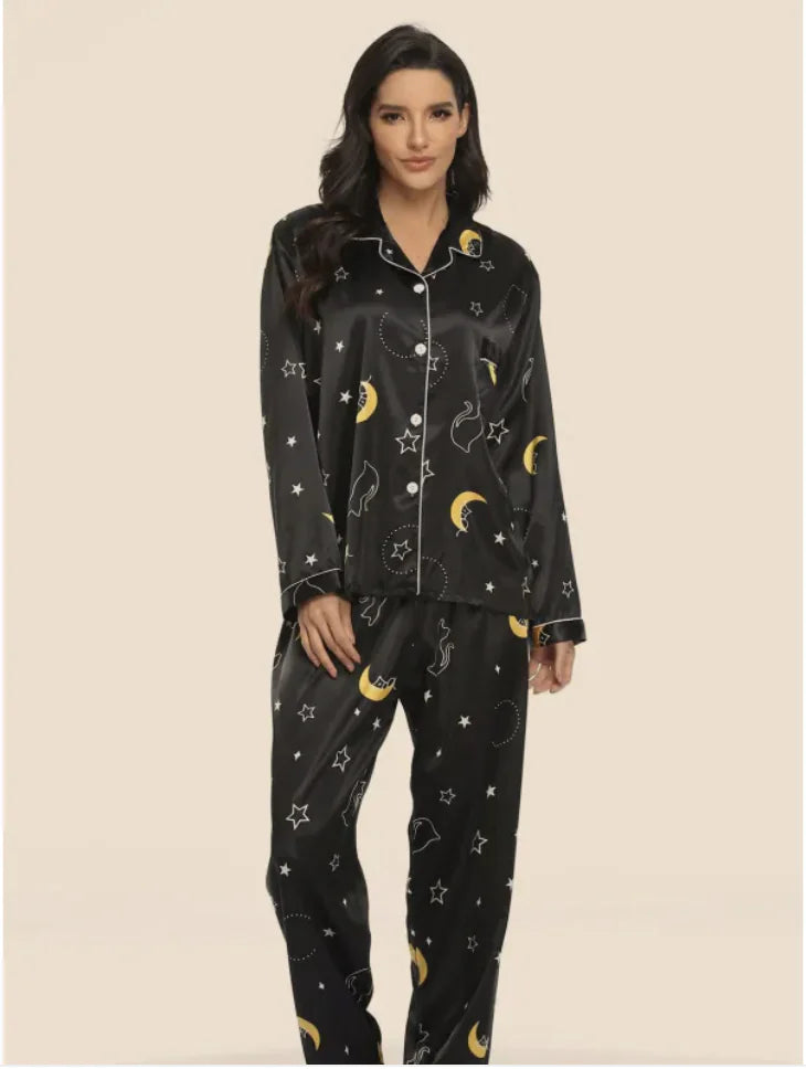 Women's Stretch Satin Two-Piece Pajama Set