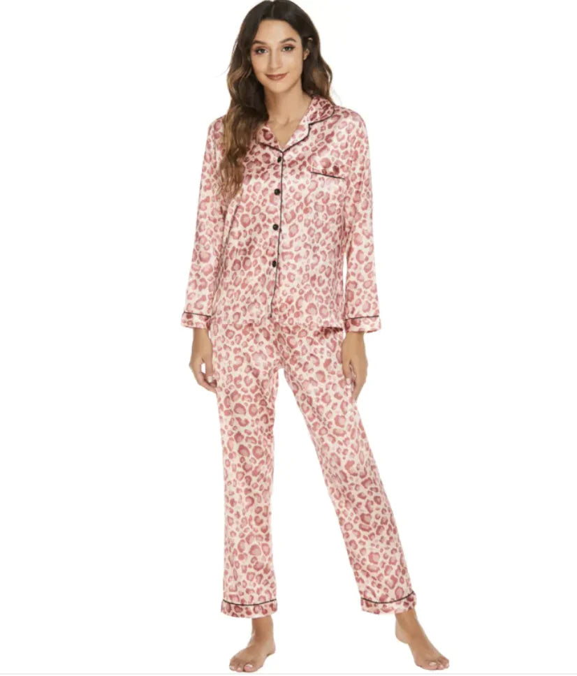 Women's Stretch Satin Two-Piece Pajama Set